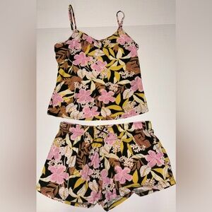 Women's Primark Two Piece Tank-top & Shorts Floral Pajama Set Size Medium